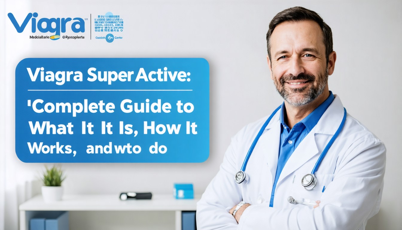 Viagra Super Active softgel capsule with medical information guide about erectile dysfunction treatment